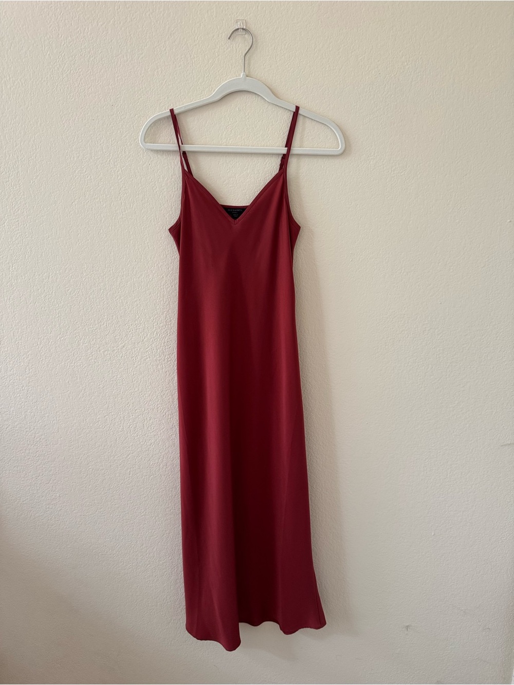 AllSaints Red Maxi Slip Dress